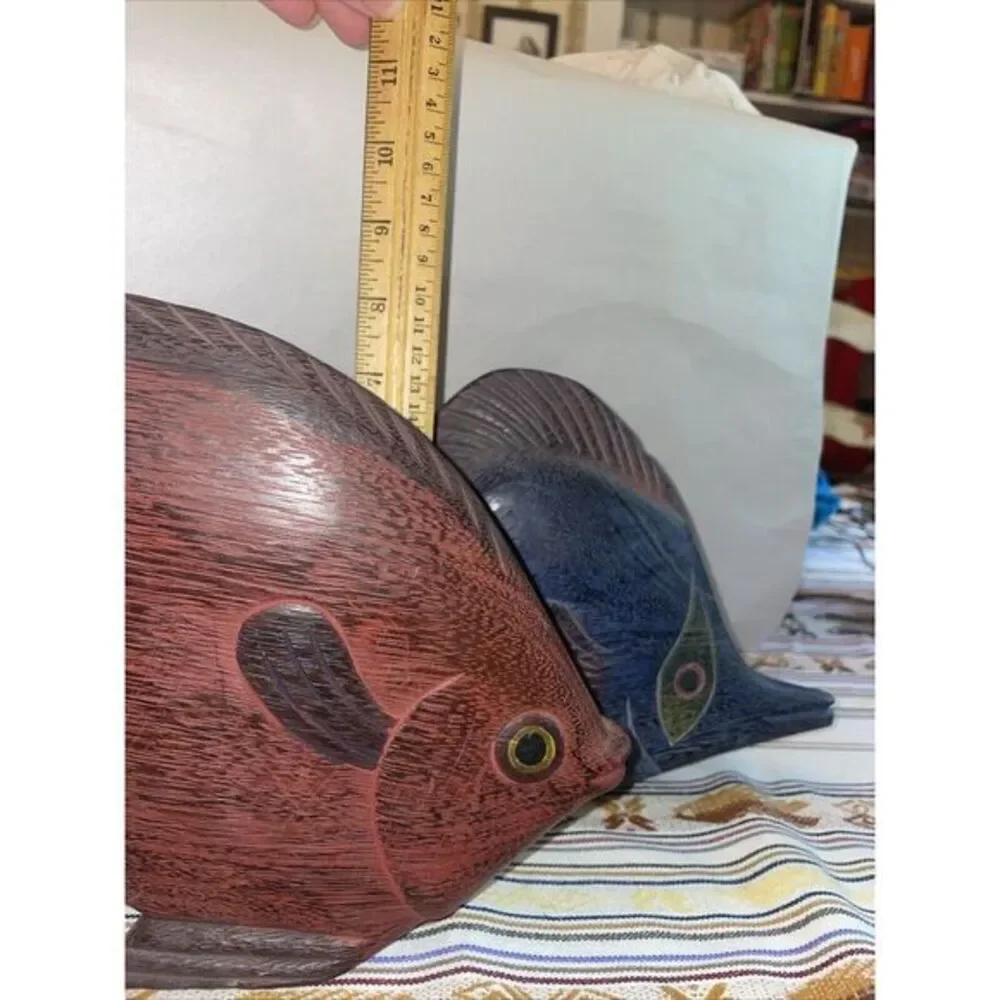 Pair Of Wood Carved Saltwater‎ Fish